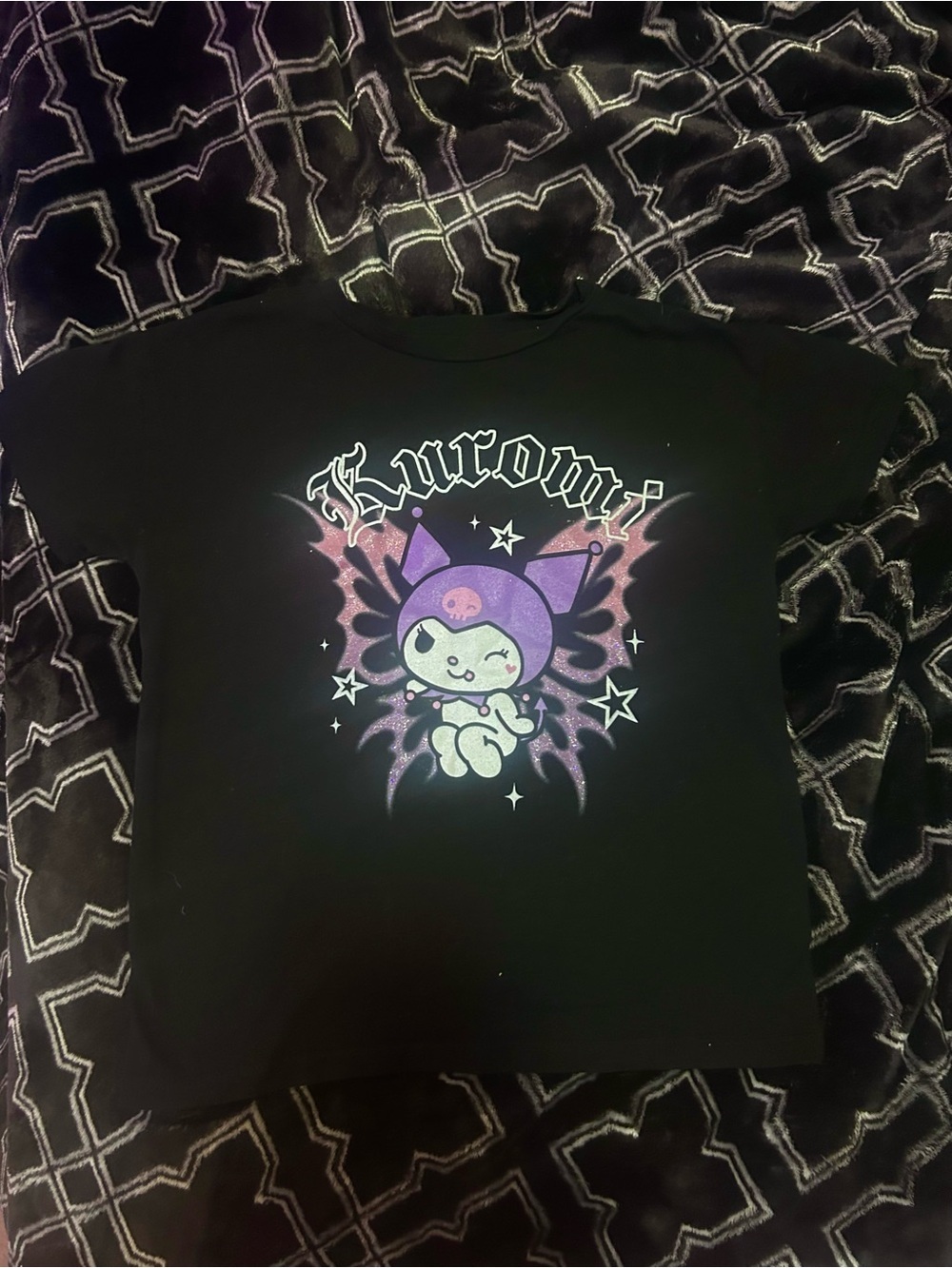 Glitter Kuromi Graphic baby Tee Shirt T-Shirt Fairy Sparkly Wings Stars Sanrio